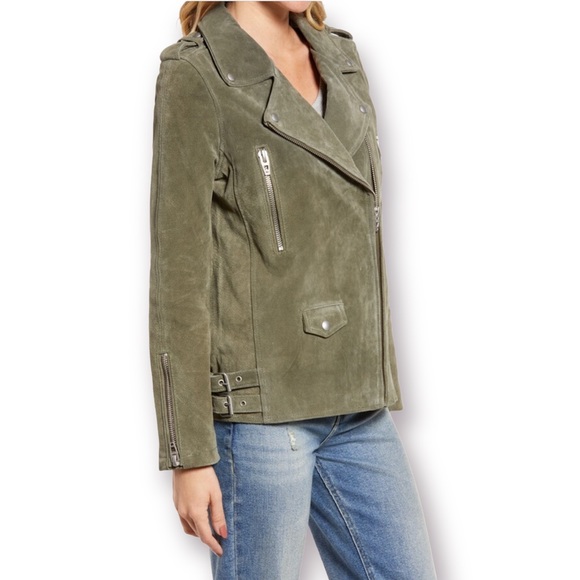Blank NYC Jackets & Coats Blank Nyc Green Suede Moto Jacket Poshmark